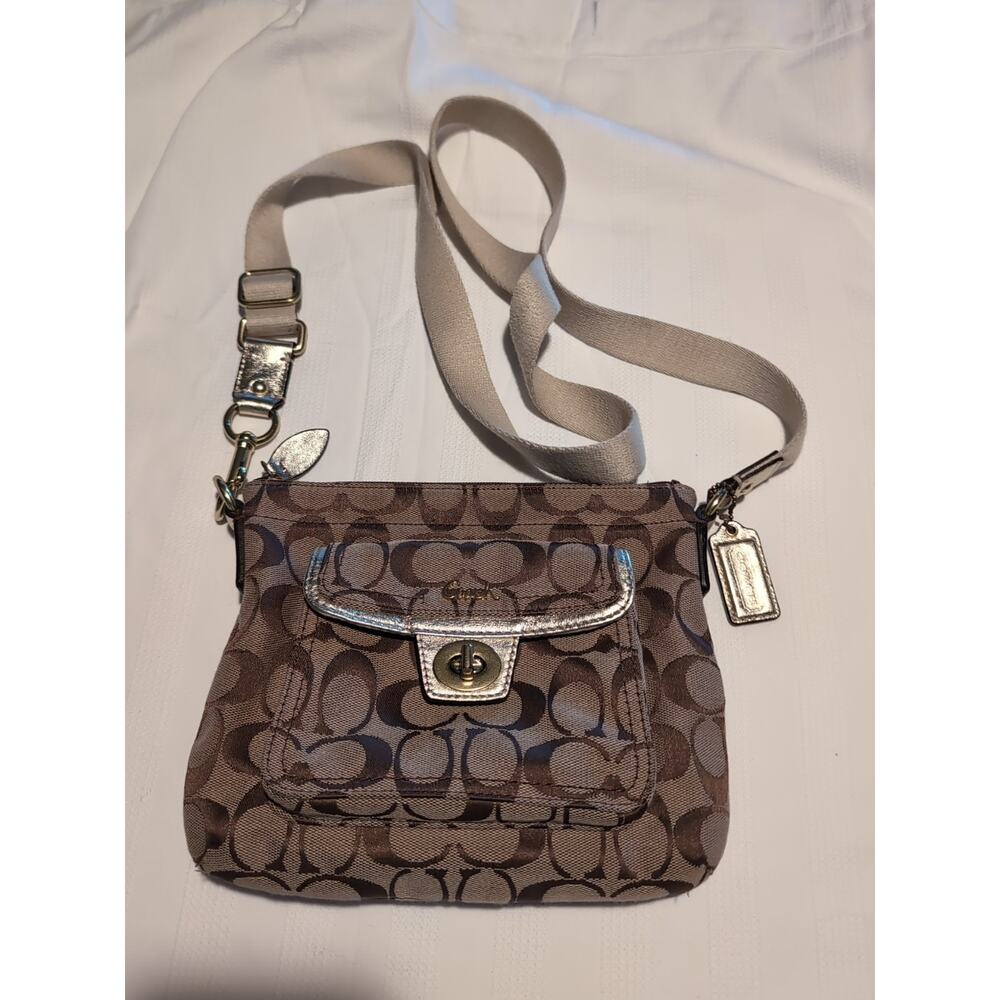 Vtg Coach Penelope Signature Turnlock Pocket Swingpack Crossbody Bag & Dust Bag